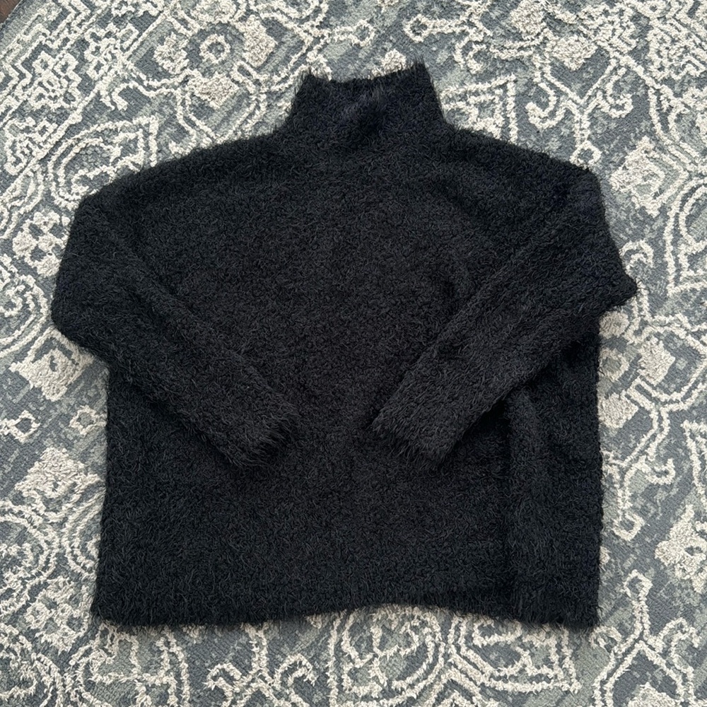 Callahan Fuzzy Black Mock Neck Sweater